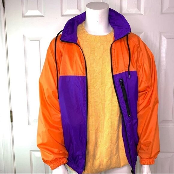 VINTAGE OUTERWEAR R & R ORANGE PURPLE COLOUR BLOCK COLOUR windbreaker  ja… - Picture 3 of 11